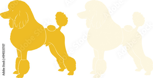 Golden silhouette of a poodle with a faded duplicate