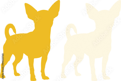 Silhouette of a chihuahua dog and its faded duplicate