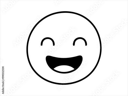 Delighted Cartoon Face Icon Expressing Pure Happiness and Joyful Emotion