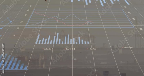 3D transparent business data dashboard receiving live update and animating pies, bars, lines, donut