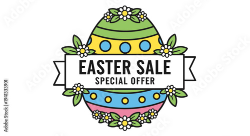 flat vector Easter Sale Special Offer isolated on White Background vector background, vector illustration