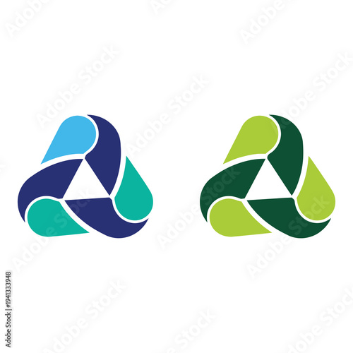 Recycling eco friendly symbols with green and blue colors  ecofriendly icon