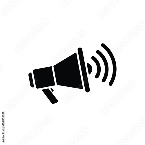 A megaphone icon emitting sound waves, symbolizing announcement or loudspeaker.