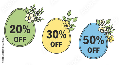 flat vector Easter Sale Discount Tags isolated on White Background vector background, vector illustration
