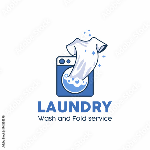 Laundry Service Logo – Wash and Fold Cleaning Business Branding Design