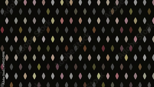 colorful pattern of small, multicolored diamonds on a black background