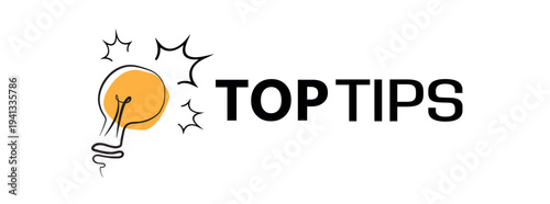 top tips sign on white background
