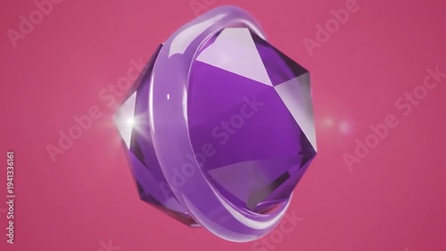 A faceted purple gemstone encased in a translucent ring