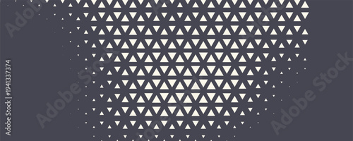 Triangular Halftone Texture Retrowave Vector Geometric Technology Abstract Background. Half Tone Triangles Retro Colored Pattern. Minimal 80s Style Dynamic Tech Structure Wallpaper