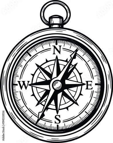 Free Download Hand Drawn Vintage Compass – Classic Navigation Compass Rose Vector - GFXLoad