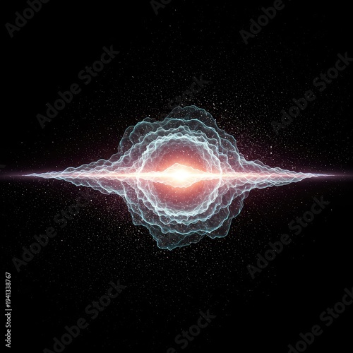 A merging digital visualization illustrating the concept of wave-particle duality, showing an electron simultaneously as a ripple and a localized point, quantum field, fundamental, electron