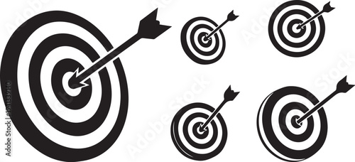 Bullseye Targets with Arrows on White Background Illustration
