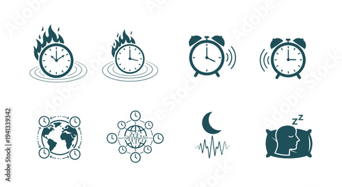A collection of icons representing different times of day and sleep
