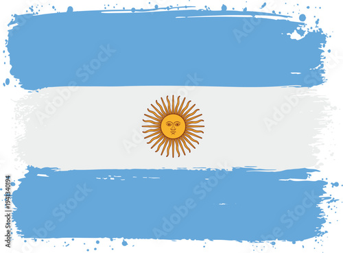 Flag of Argentina. Created with Brush Strokes. Abstract Banner with Raw Artistic Texture