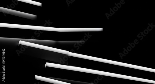 Abstract monochrome pattern featuring parallel lines and staggered geometric shapes creating a sense of dynamic spatial rhythm, monochrome, pulse, graphic