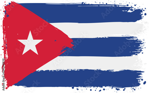 Flag of Cuba. Created with Brush Strokes. Abstract Banner with Raw Artistic Texture