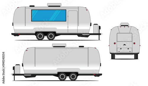 Big food truck vector. food trailer car vector mockup. Isolated on white background