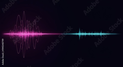 Abstract visualization of a frequency wave transitioning to a flat horizontal line, symbolizing silence, error, or data loss, visualization, failure, disconnect