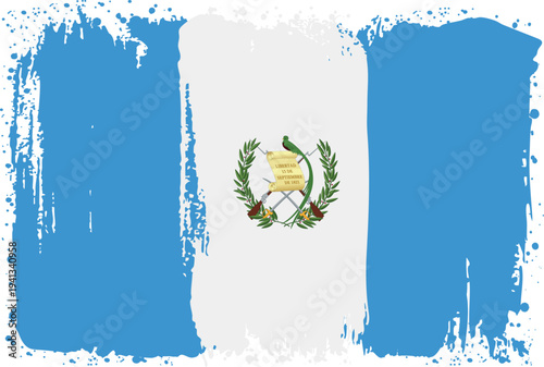 Flag of Guatemala. Created with Brush Strokes. Abstract Banner with Raw Artistic Texture
