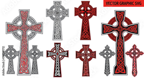 Celtic Cross Designs: Intricate Knotwork Vector Graphics Set