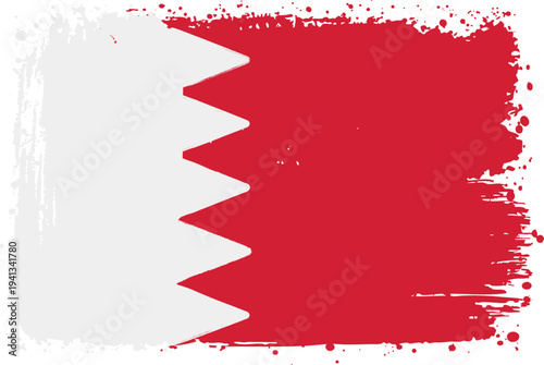 Flag of Bahrain. Created with Brush Strokes. Abstract Banner with Raw Artistic Texture