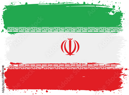 Flag of Iran. Created with Brush Strokes. Abstract Banner with Raw Artistic Texture