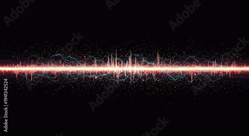 Dynamic visualization of digital data flow and frequency representation, creating a complex, colorful, and flowing abstract design pattern, flow, futuristic, oscillation