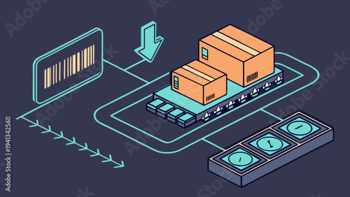 Detailed vector illustration of shipping process on mobile device with packages and cash transfer