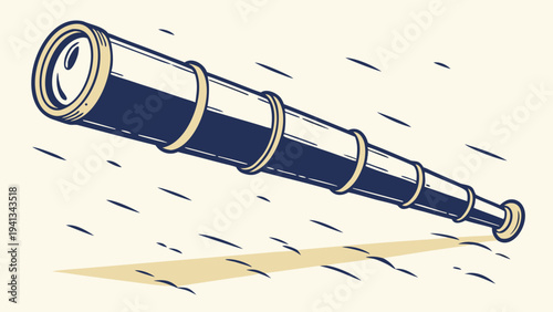 Minimalistic flat design vector icon of a telescope in action, symbolizing exploration and discovery from a unique viewpoint