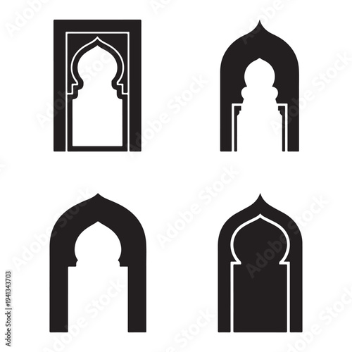 Elegant Islamic mihrab arch niche mosque prayer wall traditional Arabic architecture frame design
