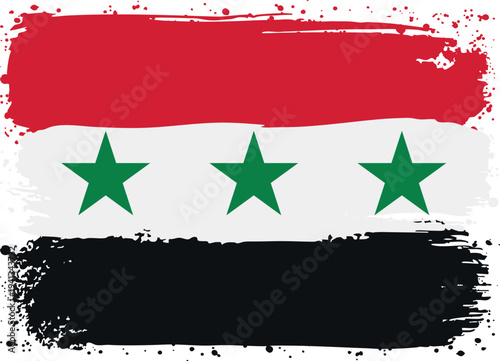 Flag of Syria. Created with Brush Strokes. Abstract Banner with Raw Artistic Texture