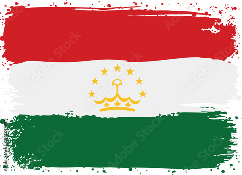 Flag of Tajikistan. Created with Brush Strokes. Abstract Banner with Raw Artistic Texture