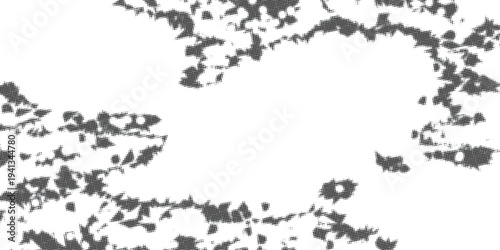 Vintage black and white floral border design featuring a grunge ink texture and silhouette nature ornaments on an antique paper wallpaper background