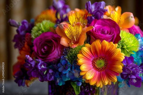 Colorful fresh flower bouquet displaying vibrant natural beauty