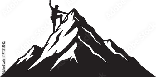 Person standing on top of a mountain peak triumphantly