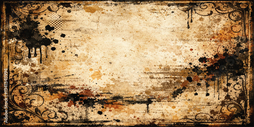 A rough and aged grunge metal surface with a vintage rusty texture provides a blank brown antique backdrop featuring space for text on a dirty weathered wall pattern