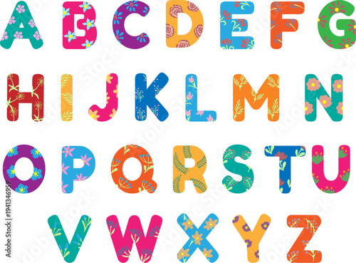 Hand drawn cartoon flower letters