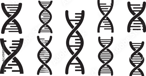 DNA Double Helix Structure Illustration in Black and White