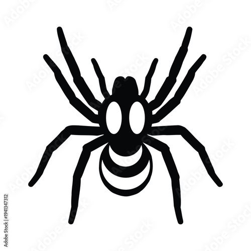 Black widow spider silhouette isolated on white background