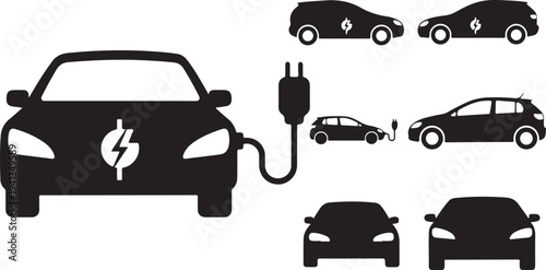 Electric vehicle charging with multiple car silhouettes and plug