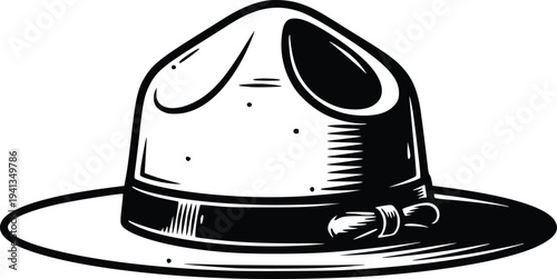 Hand Drawn Vintage Pith Helmet – Classic Safari Explorer Hat Vector Illustration