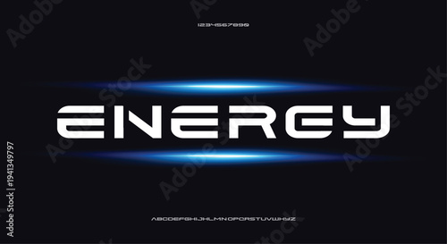 Energy, Abstract technology science alphabet lowercase font. digital space typography vector illustration design
