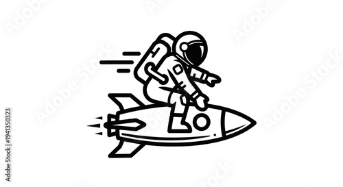 Astronaut riding a rocket ship fast.