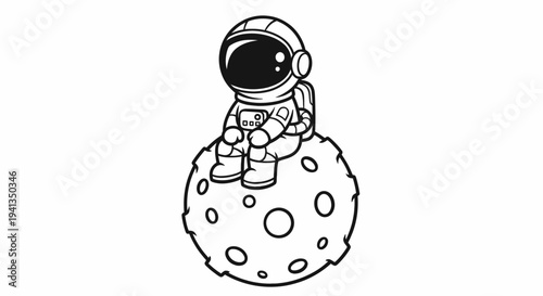 Astronaut sitting on the moon surface.