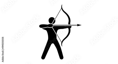 Person shooting bow and arrow.