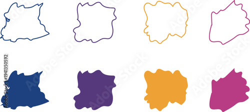 Set of 6 colorful map shapes vector