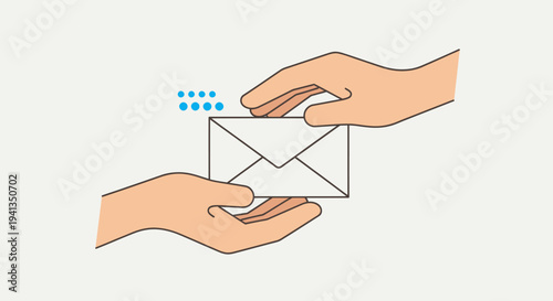 Canvas Print Hands passing a white sealed envelope.
