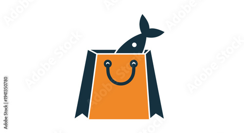 Orange Shopping Bag with Black Handles.