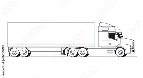 Semi Truck Illustration Side View.