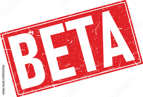 Distressed Rectangular Rubber Stamp with BETA Text and Red Ink Texture